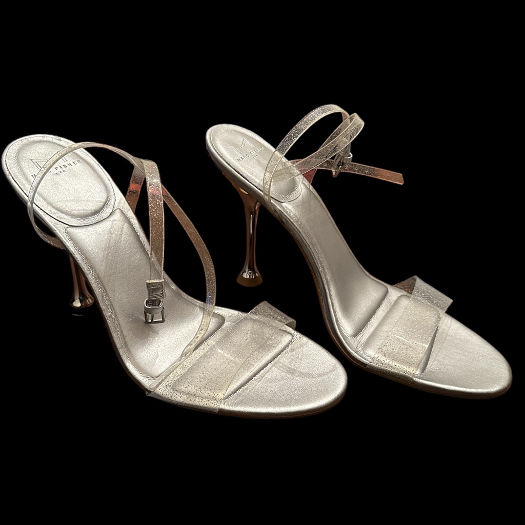 Marc Fisher Metallic Rose Gold Clear-Strap Stiletto Sandals